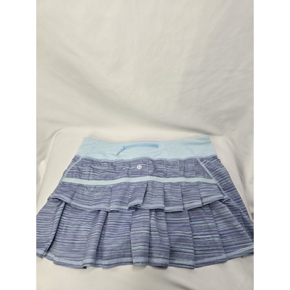 Blue Lululemon Run Pace Setter Skirt Skort Twisted Stripe Caspian Size 8- READ